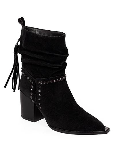 Faux-Suede Studded Booties