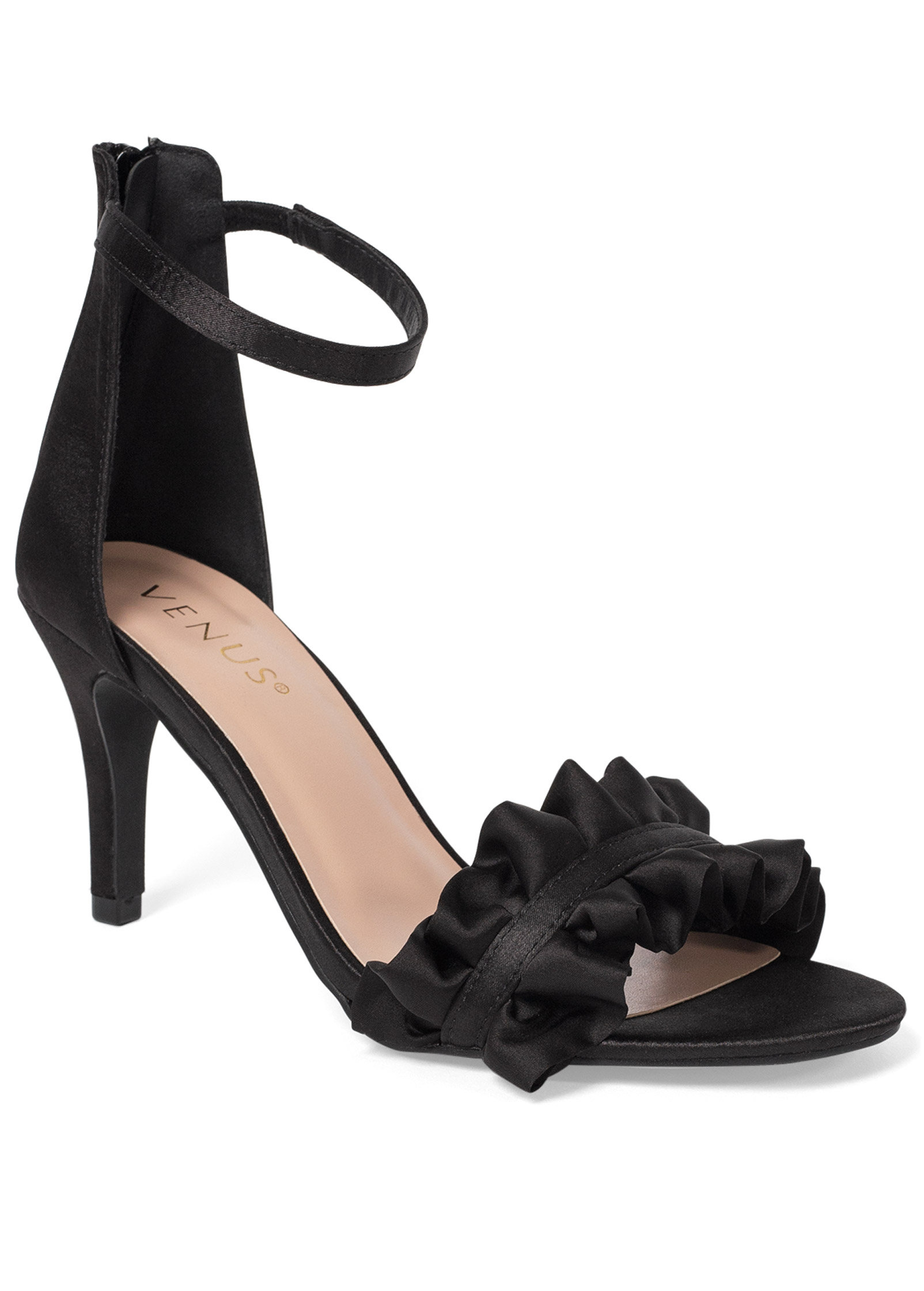 Black shop ruffle heels