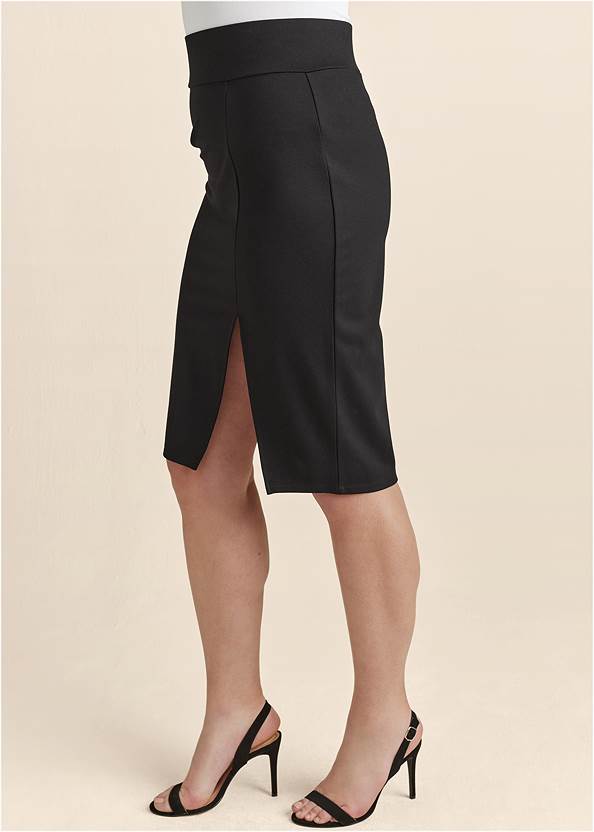 Alternate View High-Waist Slit Ponte Skirt