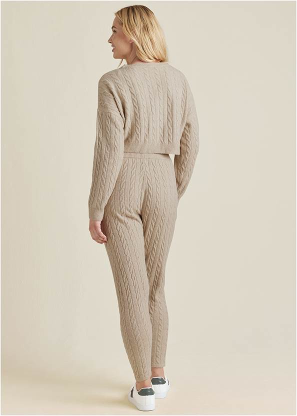 BACK View Cable Knit Cropped Sweater