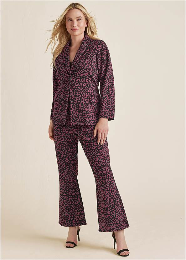 Ponte Knit Leopard Suit,Sexy Slingback Heels