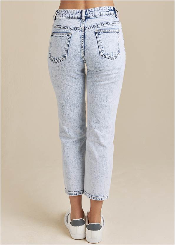 BACK View Stove Pipe Distressed Jeans