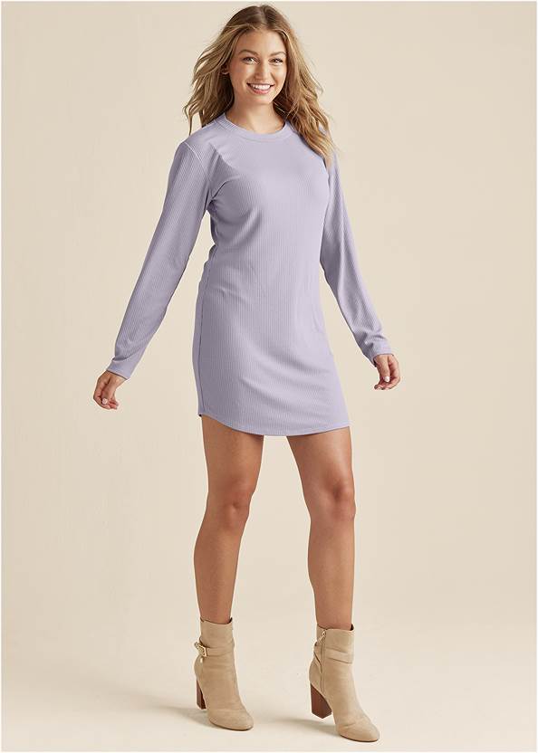 Full Front View Ribbed T-Shirt Dress