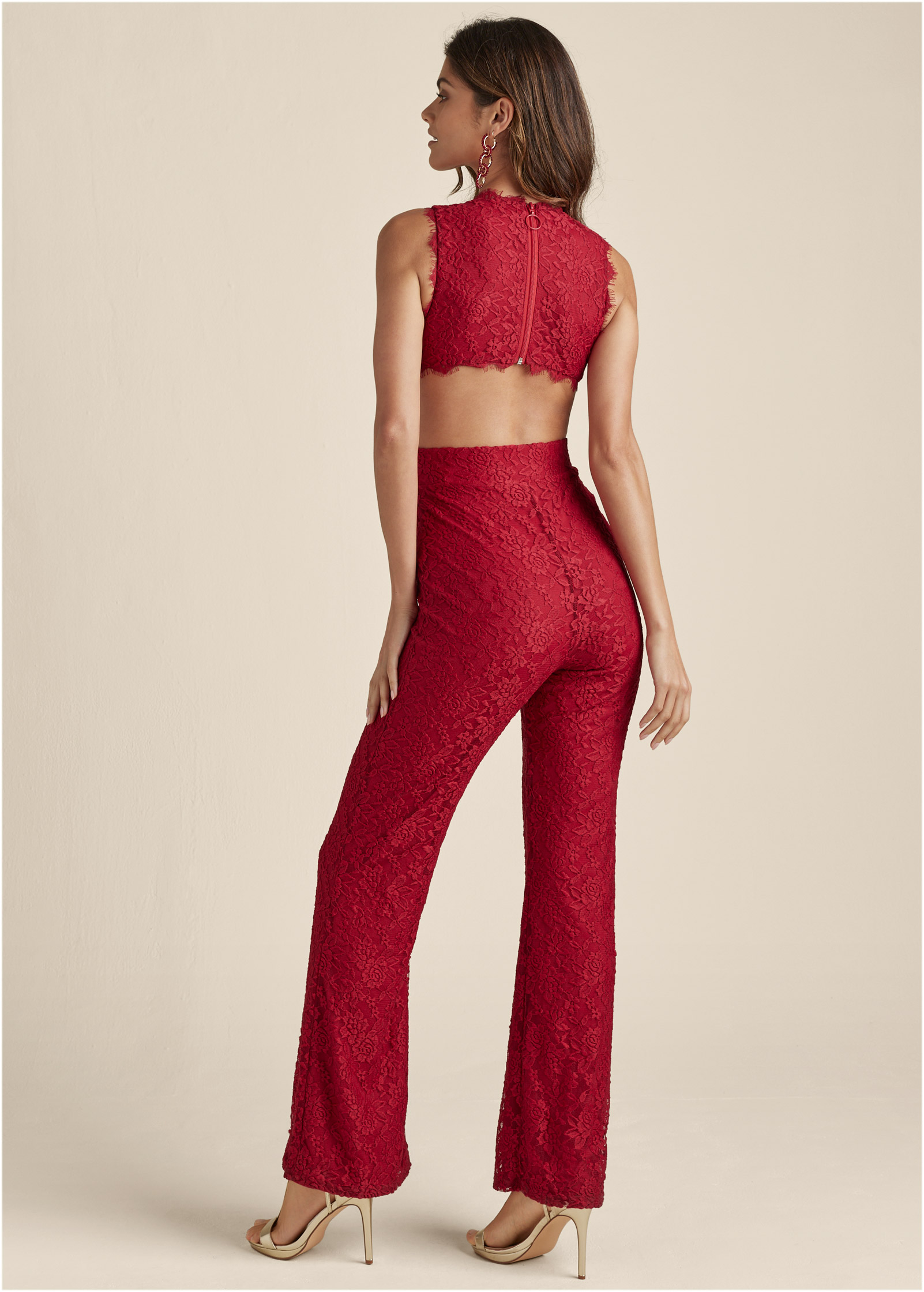 Venus red sales lace jumpsuit