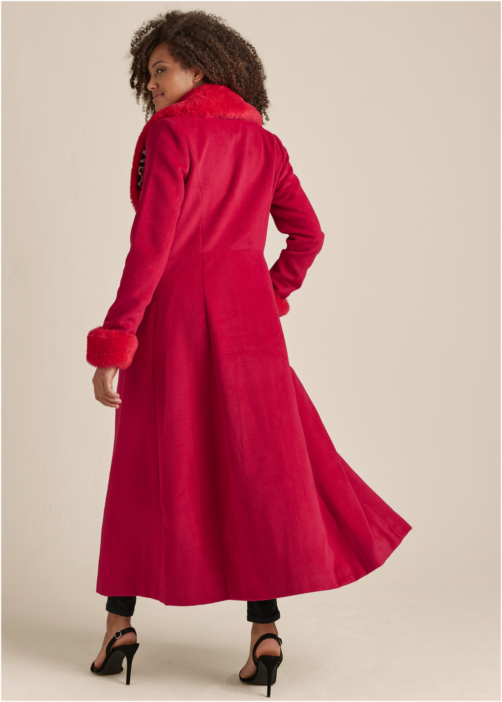 Ladies long red wool clearance coats