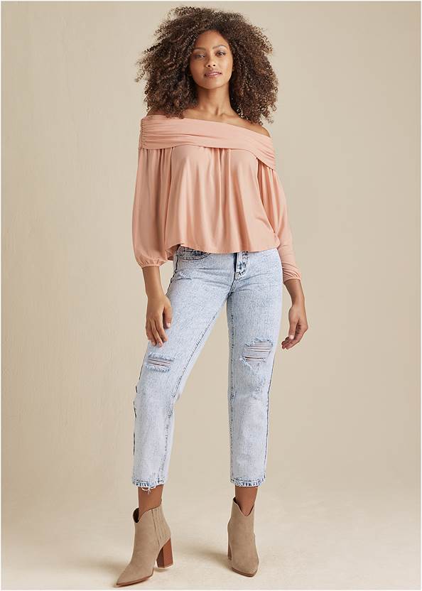 Front View Off-Shoulder Knit Top