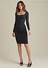 Front View Ruched Long Sleeve Dress