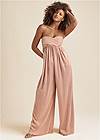 Full front view Strapless Shimmer Jumpsuit