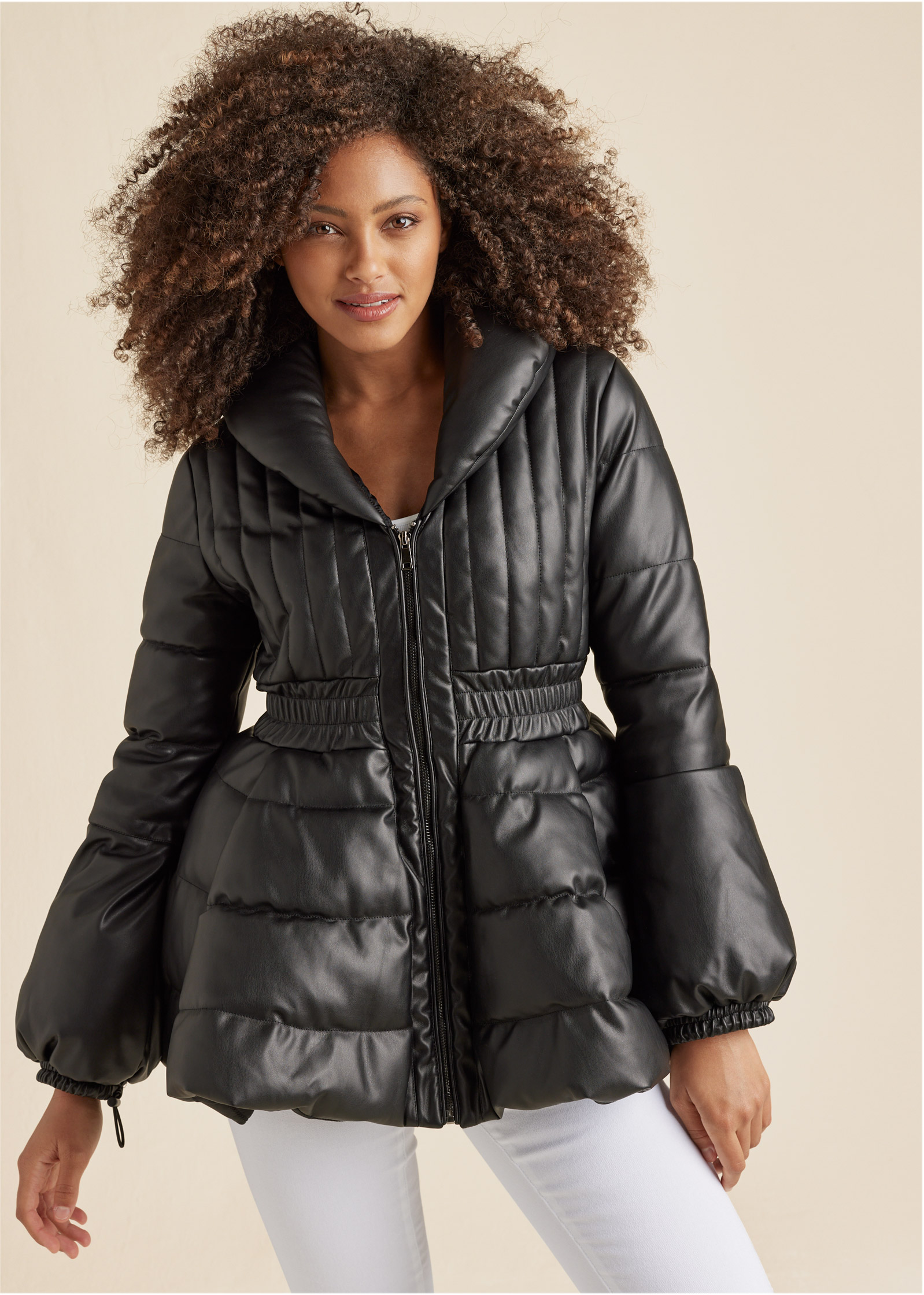 Faux leather peplum on sale jacket