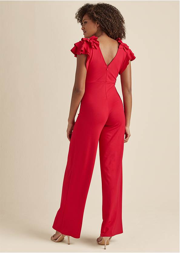 Full back view Ruffle Sleeve Jumpsuit