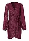 Alternate View Belted Sequin Wrap Dress