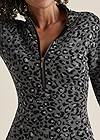 Detail front view Zip-Front Leopard Sweater Dress