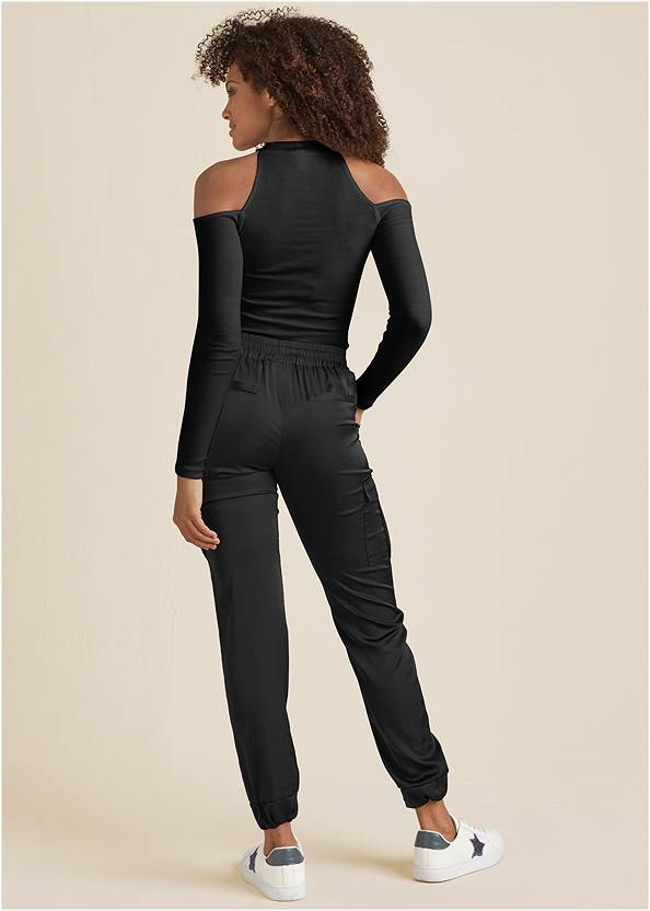 BACK View Ribbed Long Sleeve Top
