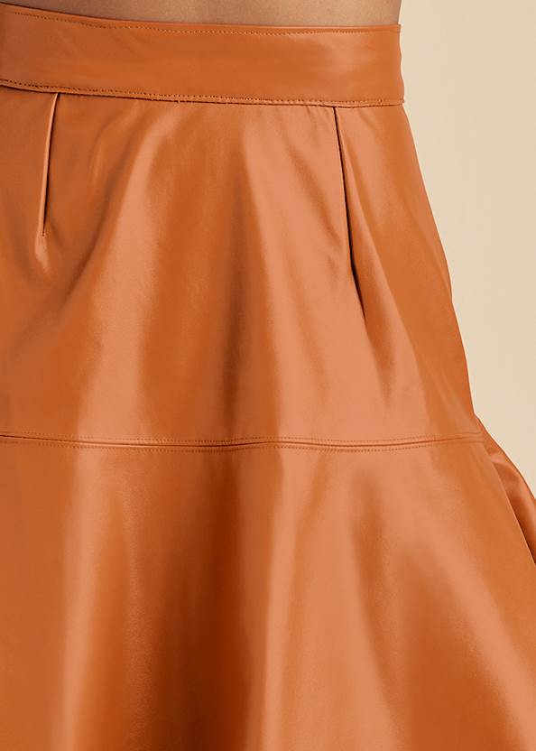 Detail front view Faux Leather Trumpet Skirt