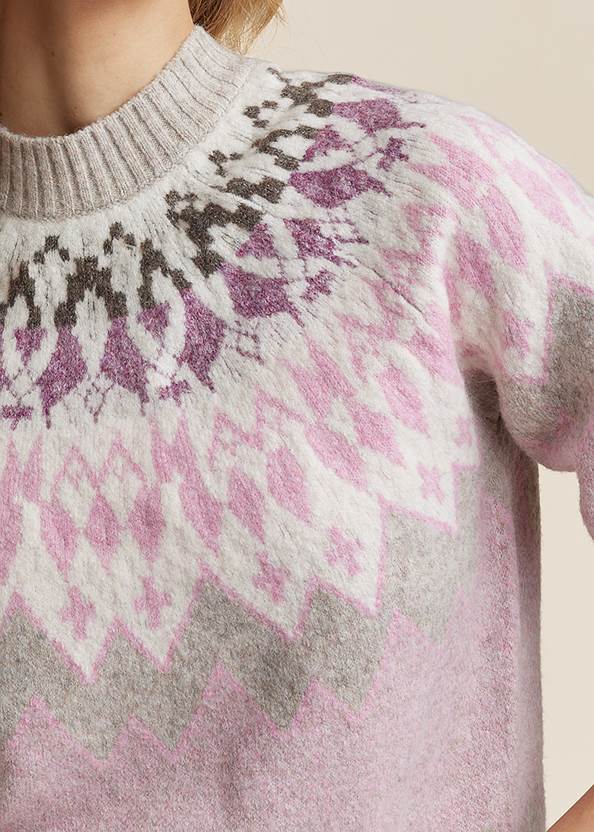 Detail front view Fair Isle Crew Neck Sweater