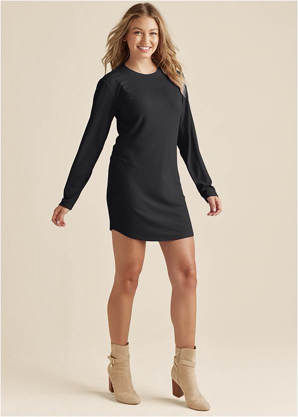 Front View Ribbed T-Shirt Dress