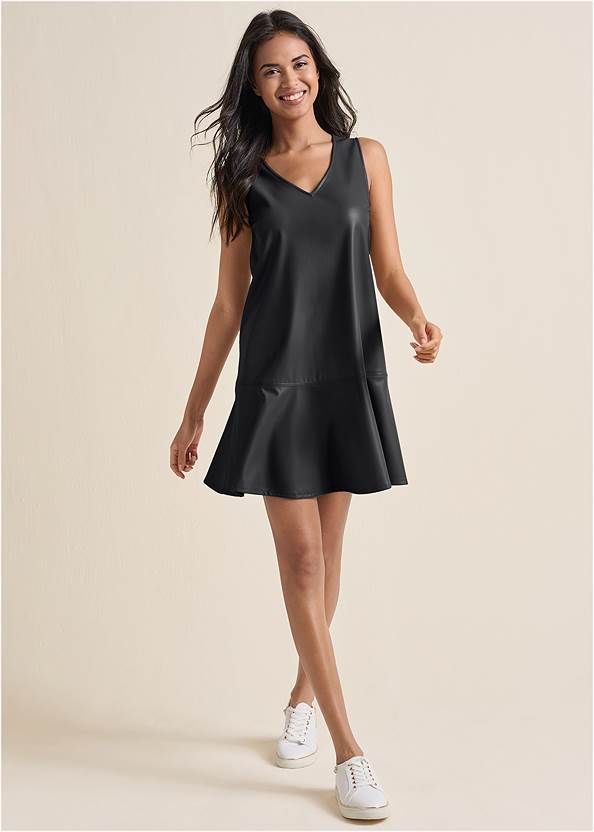 Full front view Faux Leather Mini Dress