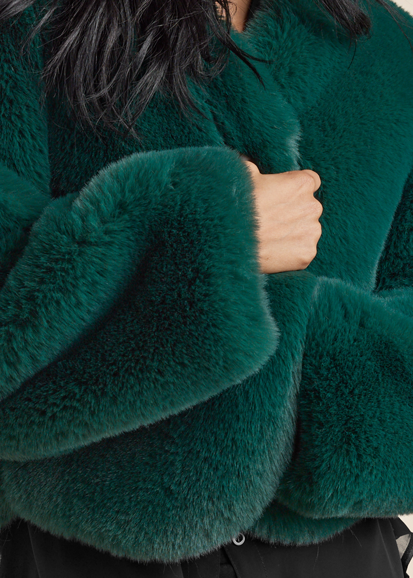 Emerald green faux fur on sale jacket