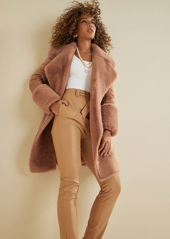 Faux Fur And Suede Coat,Basic Cami Two Pack,Halle Bootcut Jeans,Buckle Booties,Western Block Heel Booties