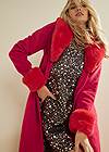 Front View Faux Wool A-Line Glam Coat