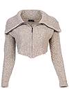 Ghost with background front view Delilah Belle X Venus Cropped Cable Knit Sweater