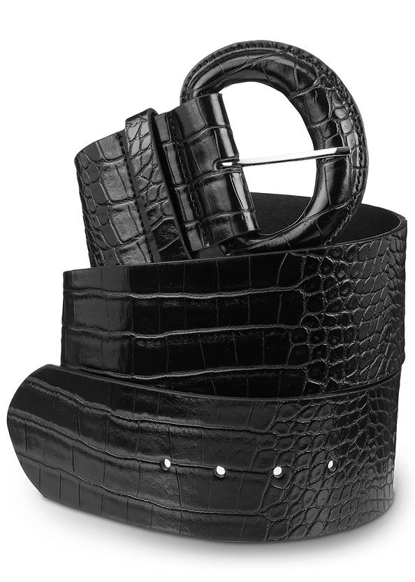 Flatshot  view Faux Croc Wide Belt