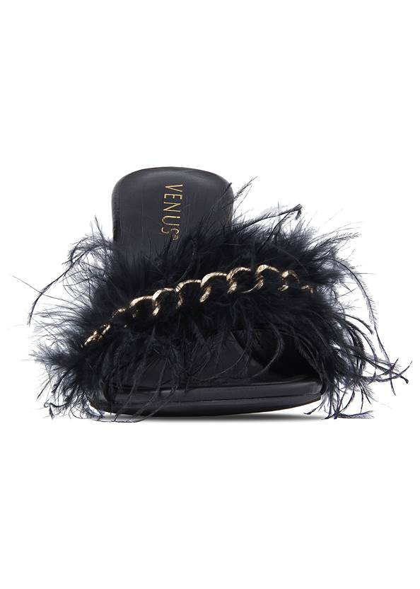 Shoe series front view Square Toe Feather Heels