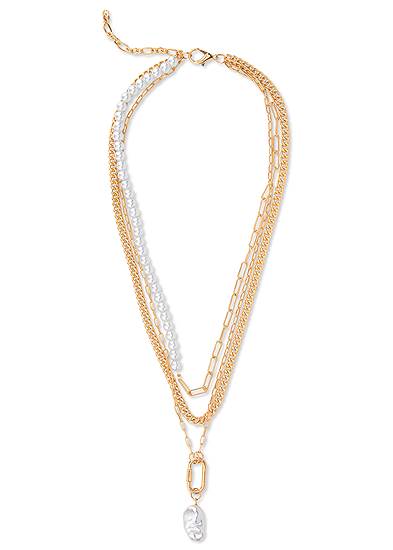 Pearl Drop Link Necklace