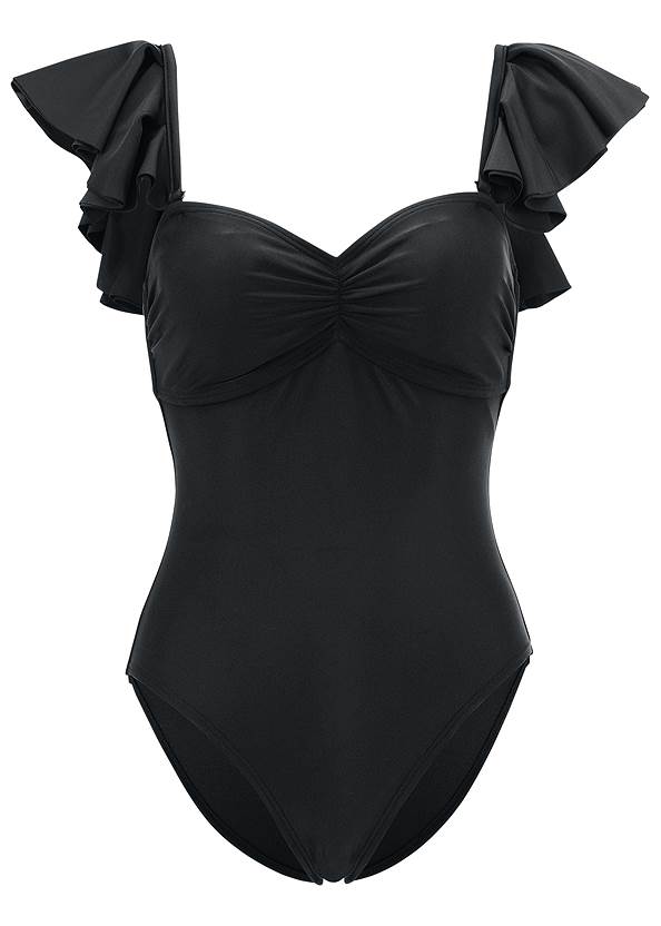 Ghost with background front view Ruffle Strap One-Piece