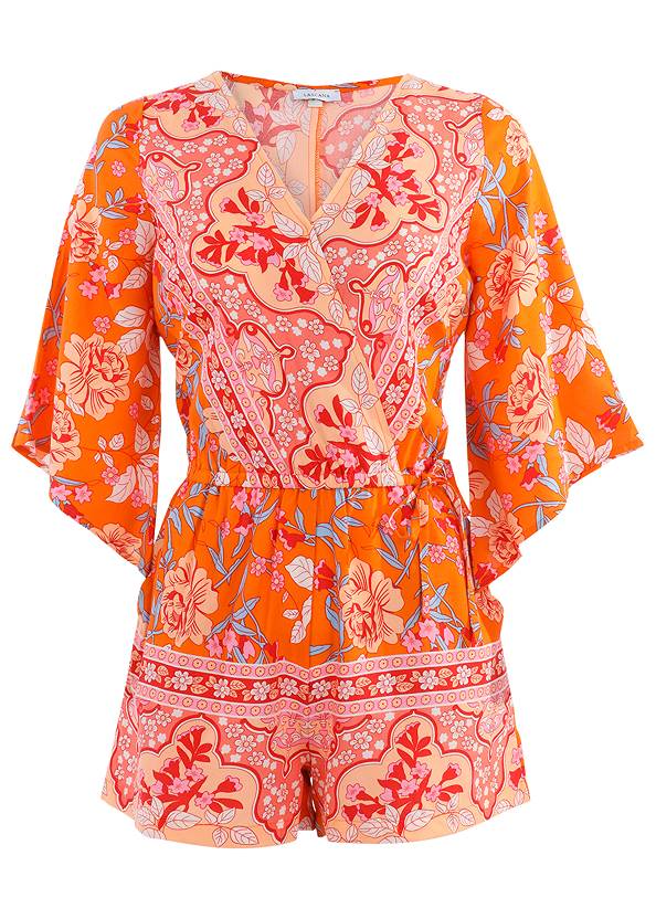 Ghost with background front view 3/4 Sleeve Printed Romper