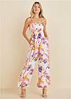 Full front view Square Neck Printed Jumpsuit