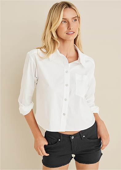 Cropped Button-Down Top