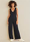 Front View Relaxed V-Neck Jumpsuit