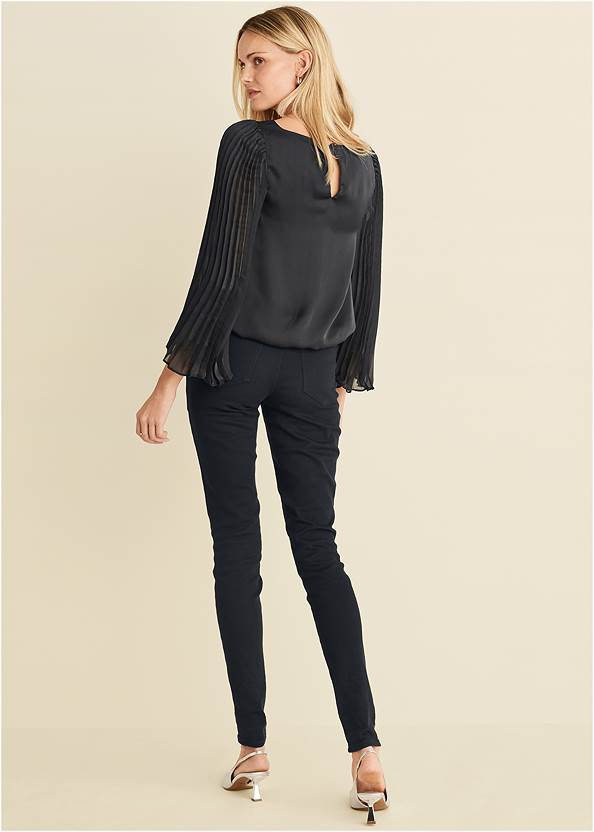 Full back view Pleated Sleeve Top