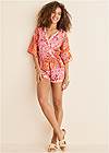 Front View 3/4 Sleeve Printed Romper
