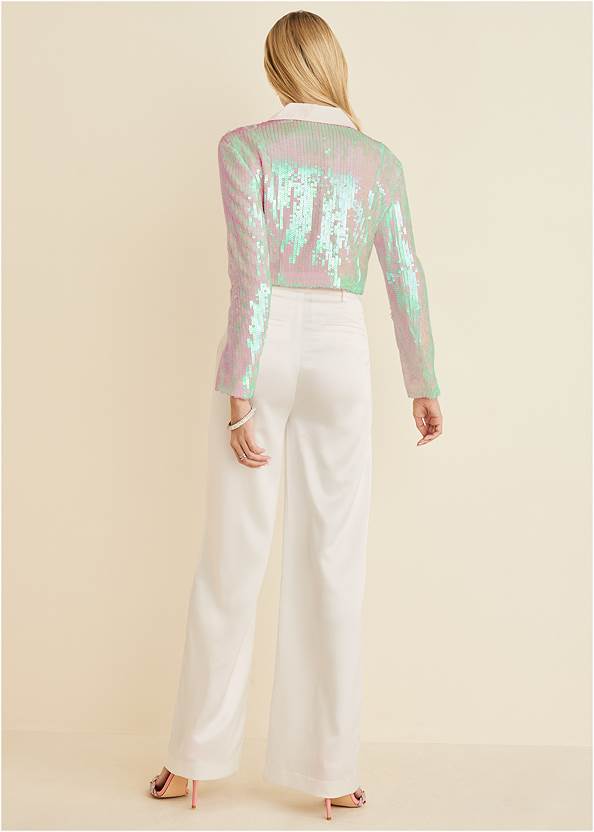 Full back view Pearl Sequin Cropped Blazer