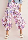 Waist down front view Printed Flowy Pants