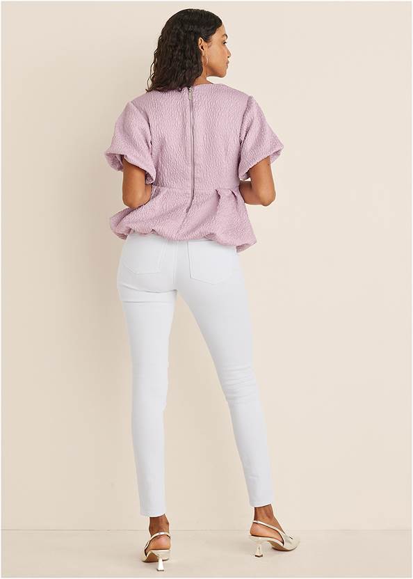 BACK View Textured V-Neck Top
