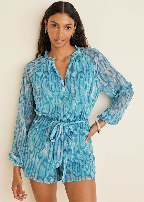 Cropped front view Crinkle Chiffon Romper