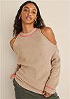 Front View Cold Shoulder Sweater