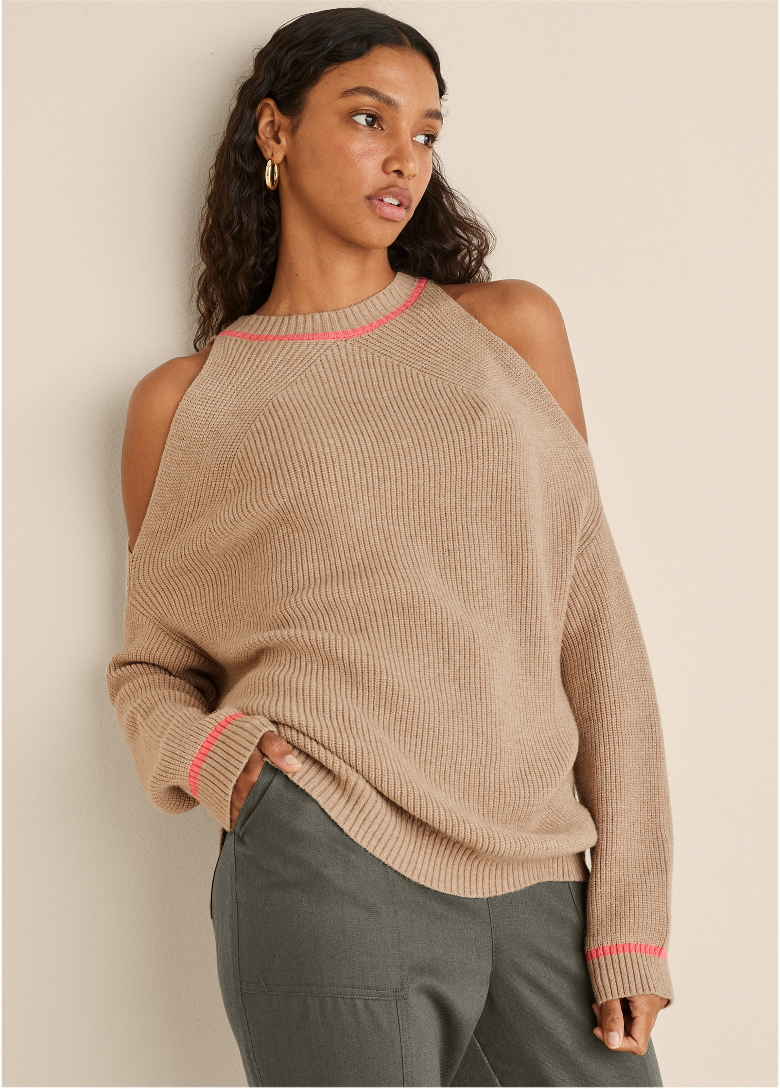 Peep shoulder sweater sale