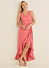 Full front view High-Low Wrap Dress