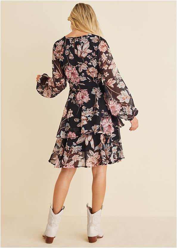 Full back view Floral Wrap Dress