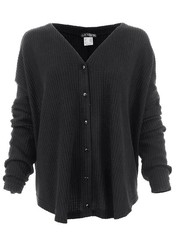 Alternate View Cozy Waffle Button Down Top