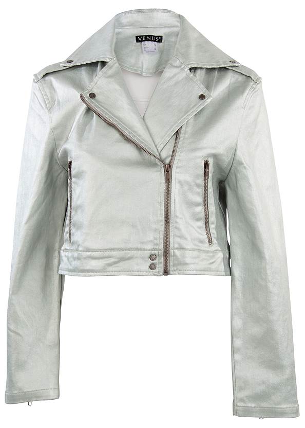 Ghost with background front view Metallic Moto Jacket