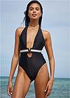 Full front view Deep V One-Piece