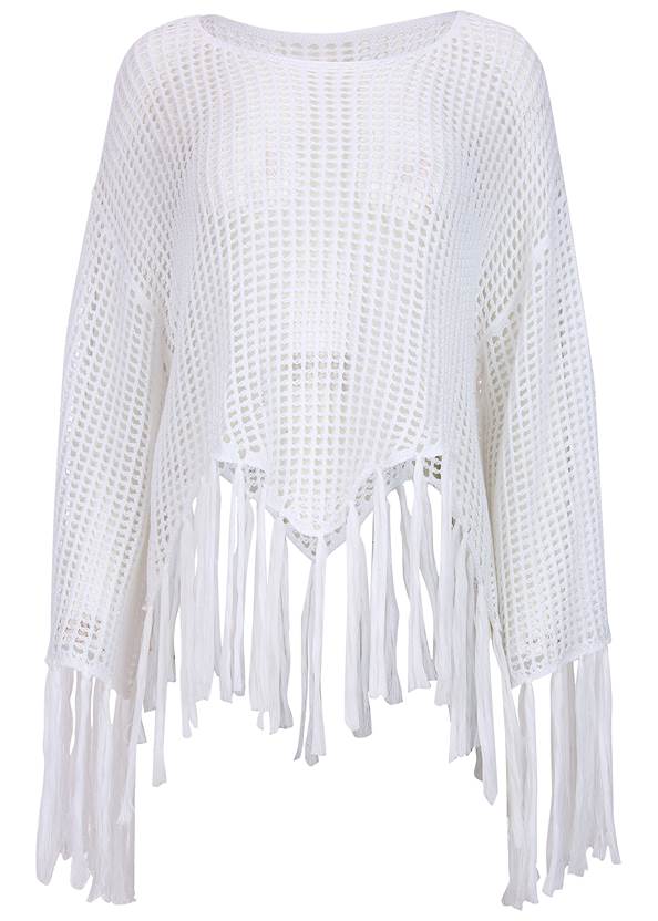 Ghost with background front view Fringe Crochet Cover-Up