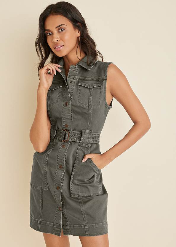 Cropped front view Twill Utility Dress