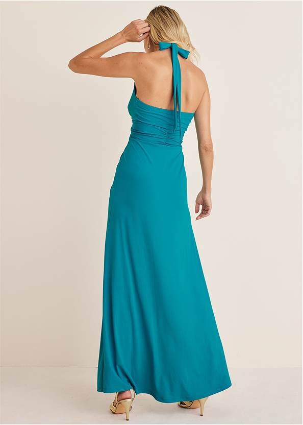 BACK View Plunging Knot Maxi Dress