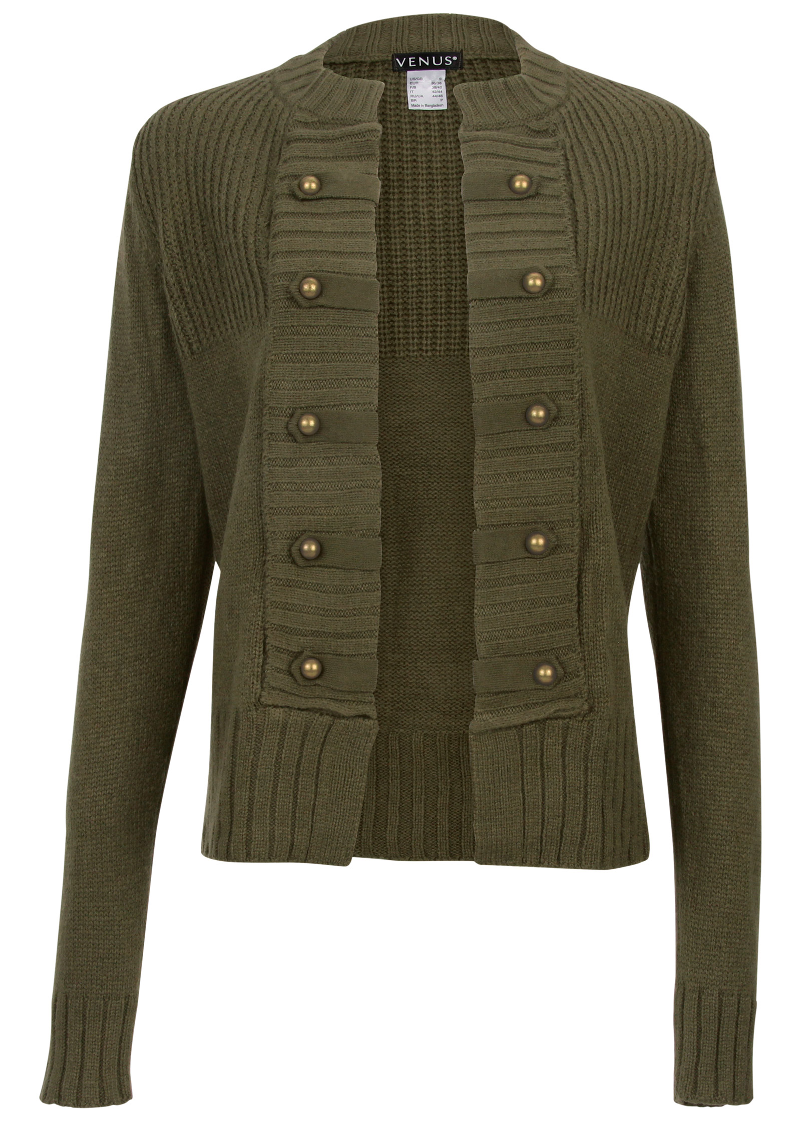 TAB BUTTON DETAIL CARDIGAN in Olive | VENUS